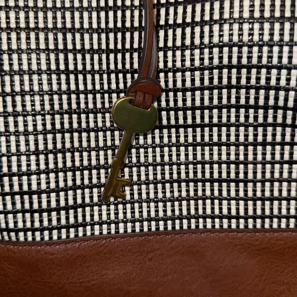 Fossil Lane Satchel Handbag - Brown, Black & White - Picture 2 of 11